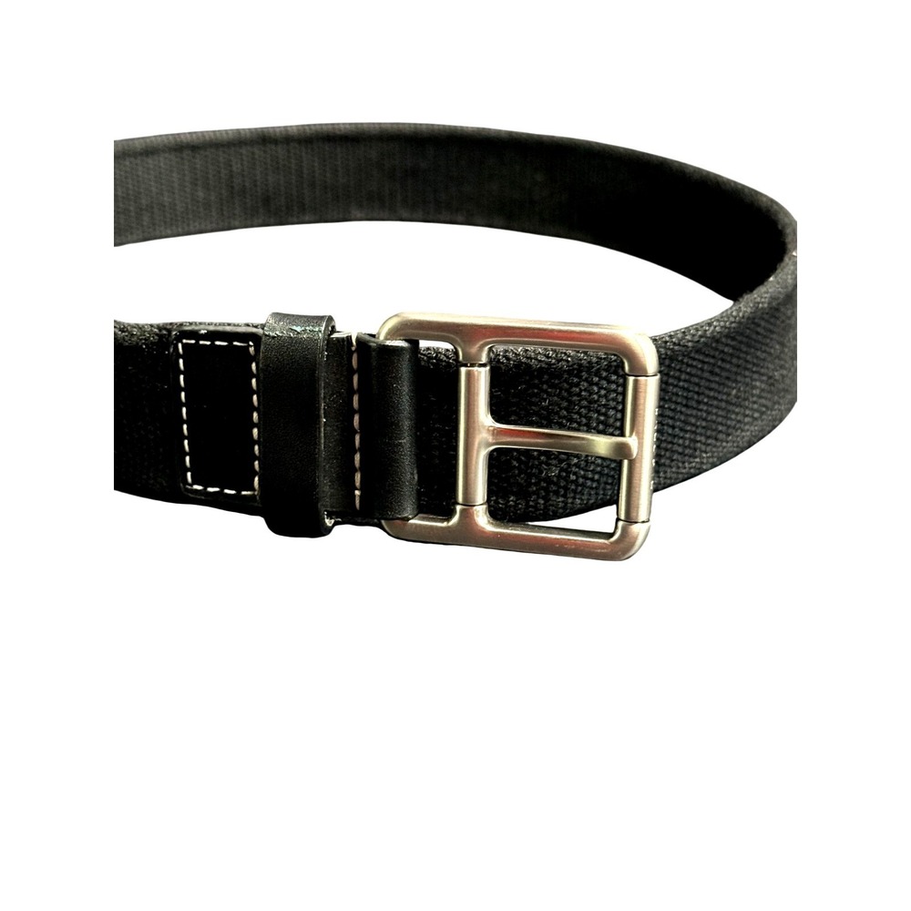 Lacoste New Mens Preppy Black Rope Belt Silver Buckle 34 Logo Tenniscore NWOT
